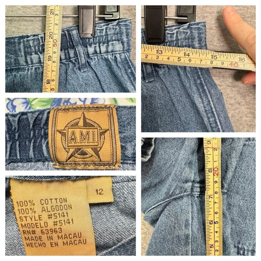 Ami Denim Bermuda Shorts Women's 12 Blue High Rise Vintage 90s Jorts Mom Norm